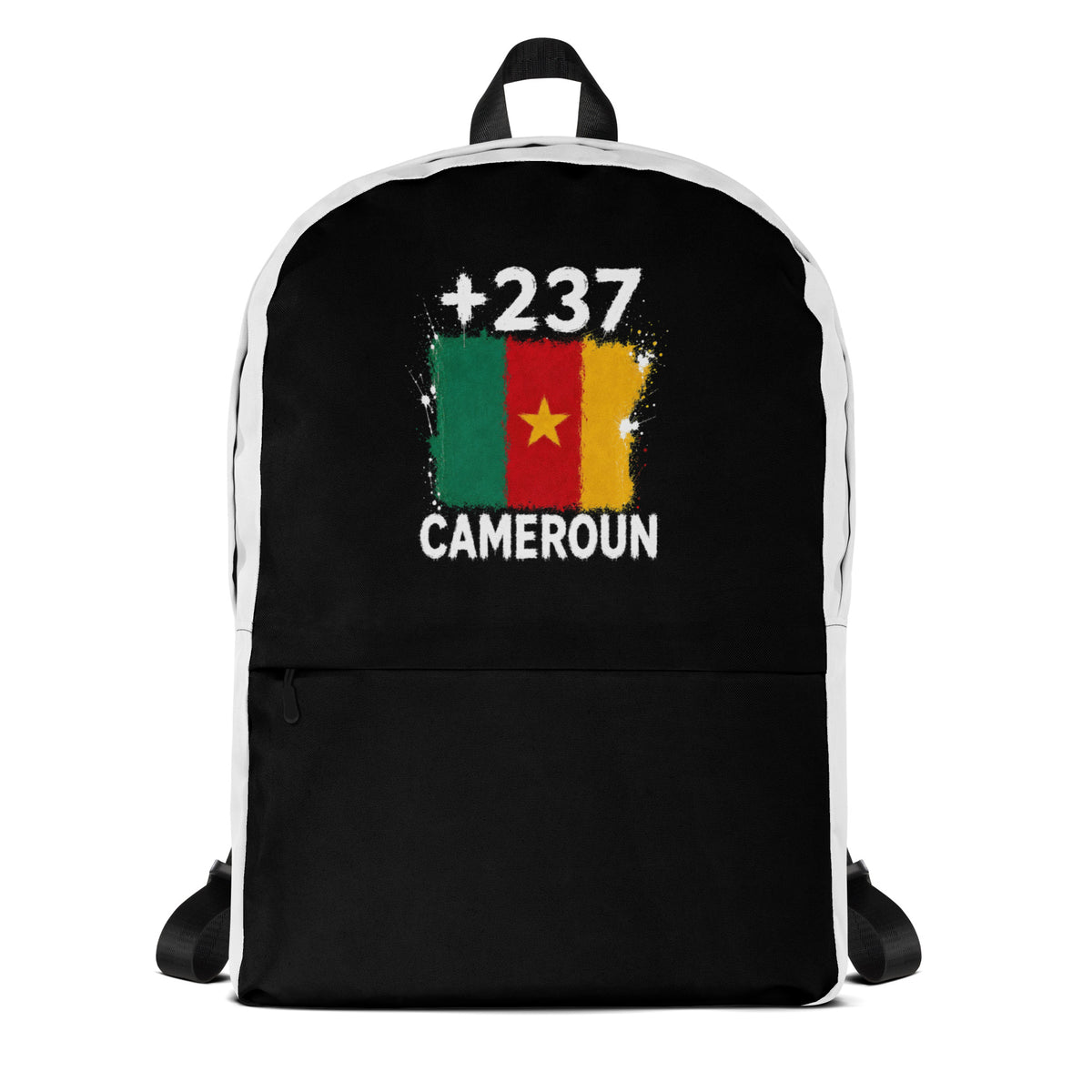 Sac à Dos Cameroun +237 bicolore vue de face, design drapeau camerounais