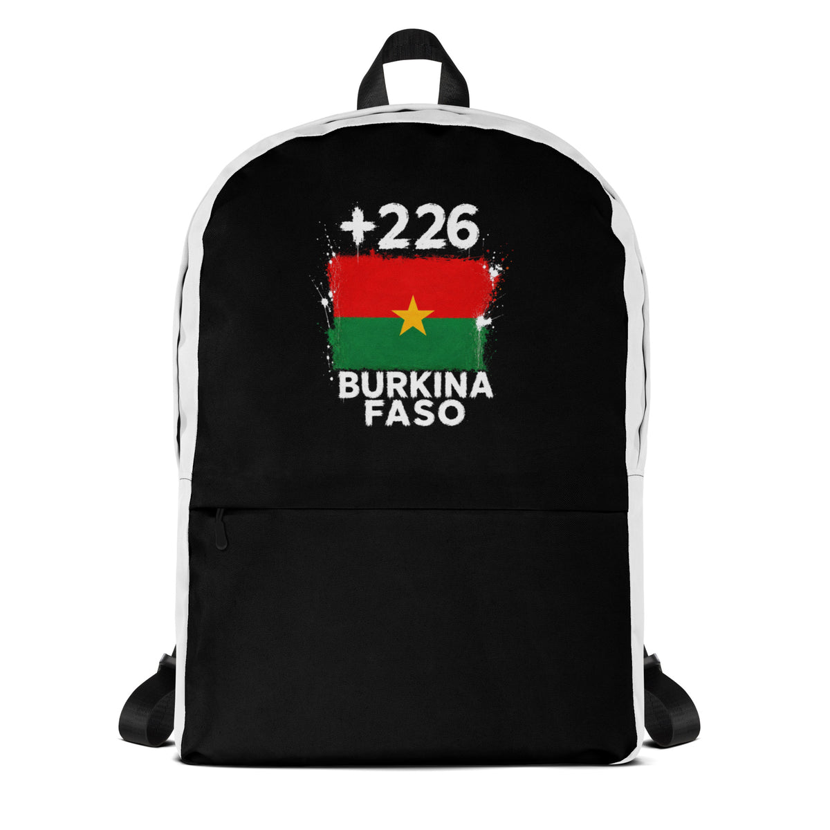 Sac à Dos Burkina Faso +226 bicolore vue de face, design drapeau burkinabè