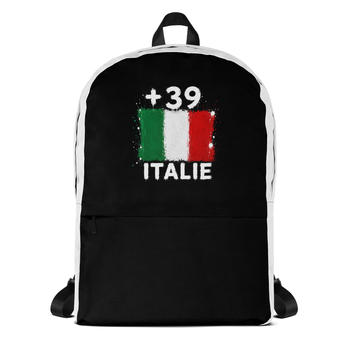 Sac à Dos Italie +39 bicolore vue de face, design drapeau italien