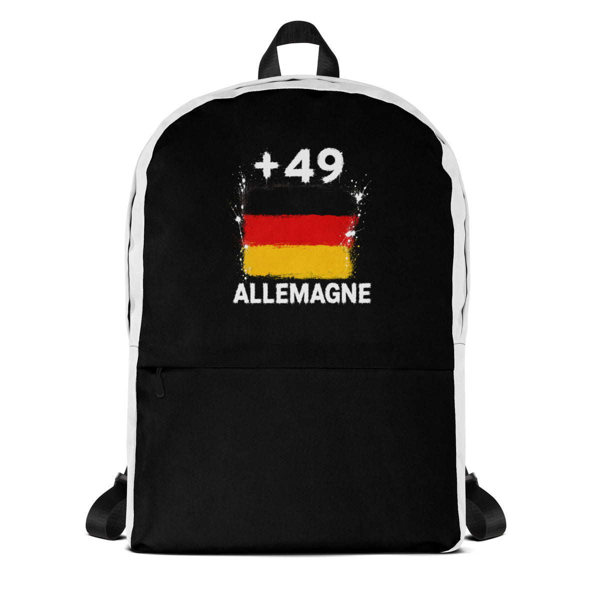 Sac à Dos Allemagne +49 bicolore vue de face, design drapeau allemand