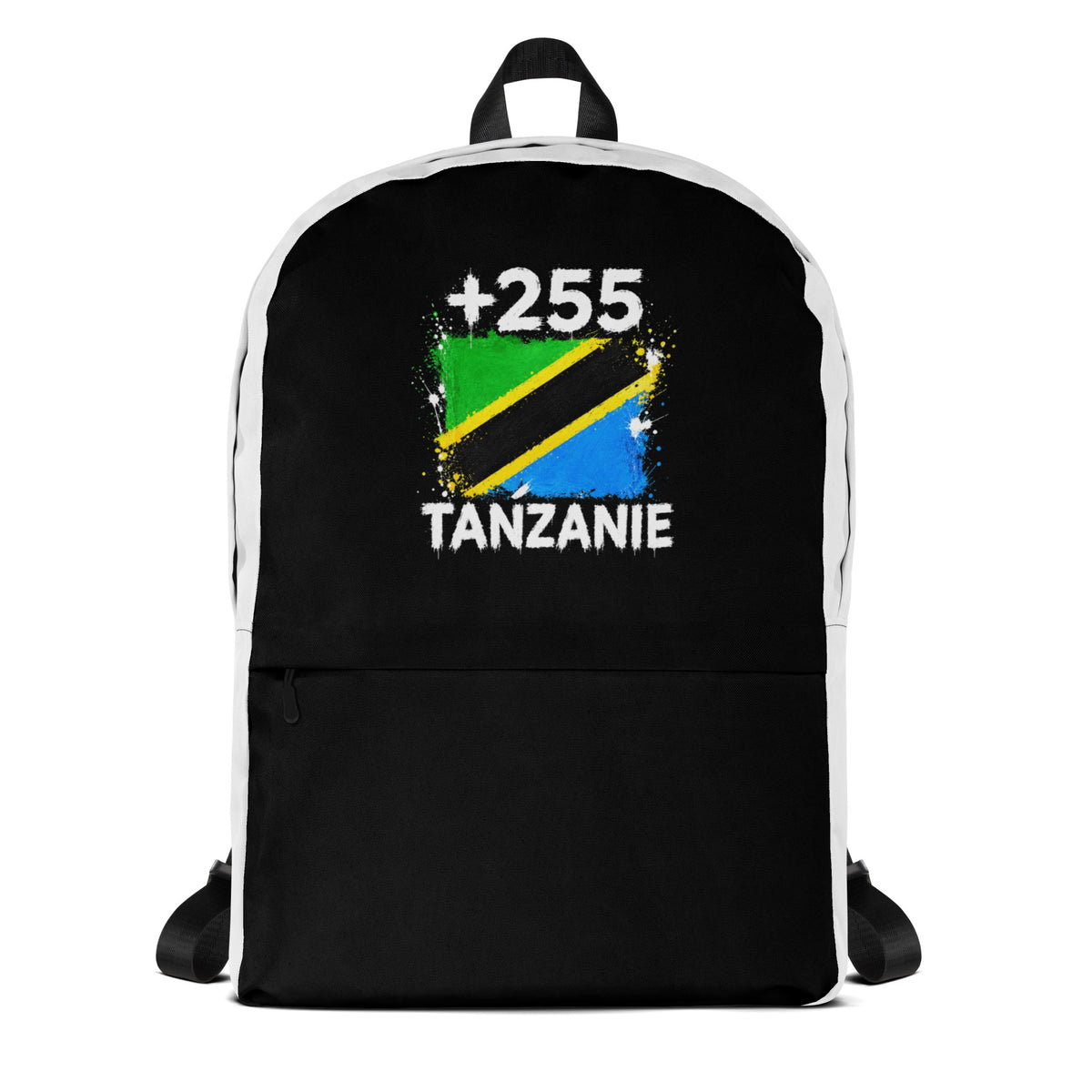 Sac à Dos Tanzanie +255 bicolore vue de face, design drapeau tanzanien