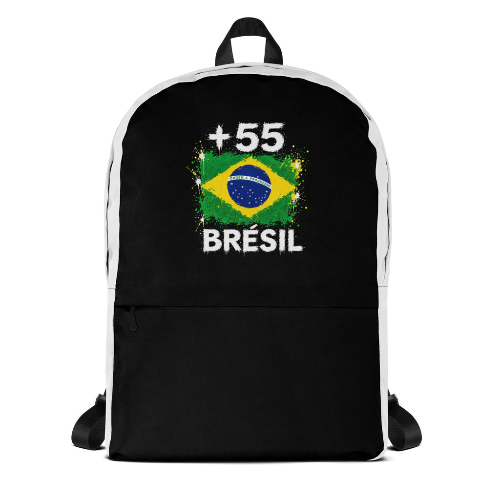 Sac à Dos Brésil +55 bicolore vue de face, design drapeau brésilien
