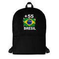 Sac à Dos Brésil +55 noir vue de face, design drapeau brésilien