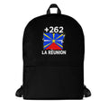 Sac à Dos La Réunion +262 noir vue de face, design drapeau réunionnais