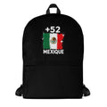 Sac à Dos Mexique +52 noir vue de face, design drapeau mexicain