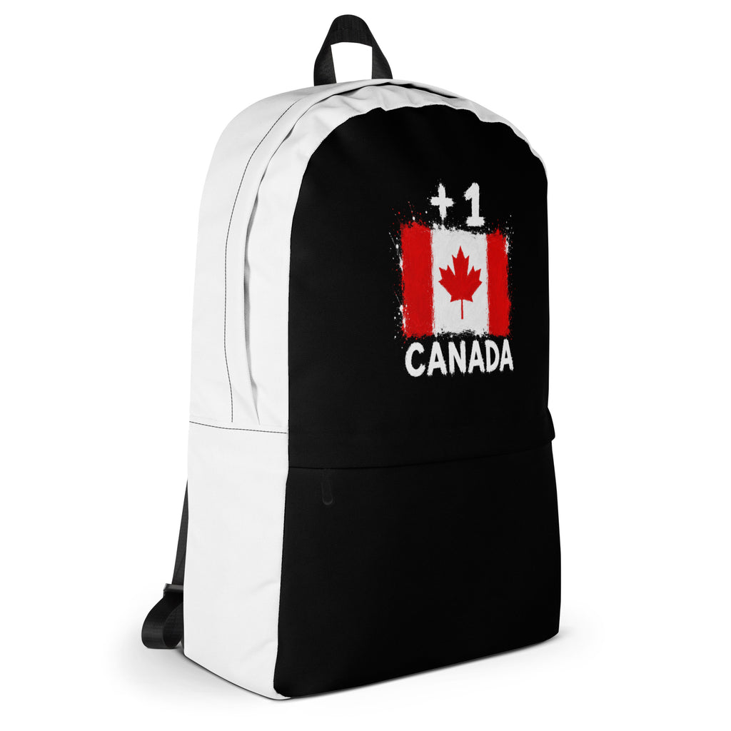 Sac à Dos Canada +1 - Bicolore avec drapeau floqué effet éclaboussure de peinture - vue de profil droit - Indicatif Fier