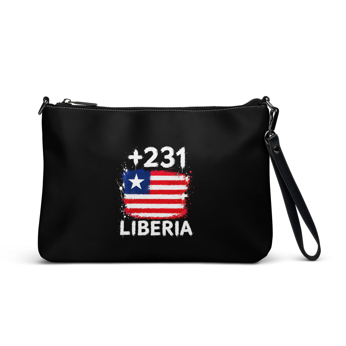 Sac à Main Liberia +231 noir - design drapeau libérien vue de face