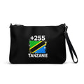 Sac à Main Tanzanie +255 noir vue de face, design drapeau tanzanien