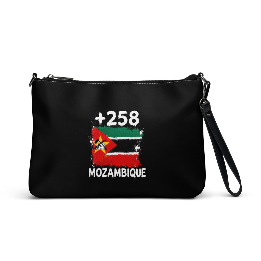 Sac à Main Mozambique +258 vue de face, design drapeau mozambicain