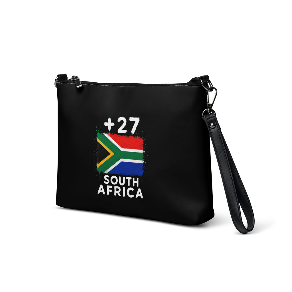 Sac à main Afrique du Sud +27 noir, vue de profil avant gauche