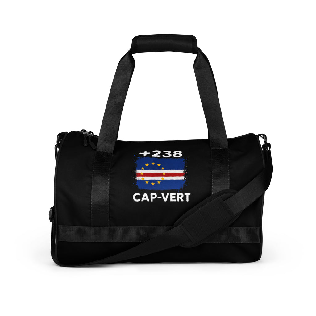 Sac de Sport Cap-Vert +238 vue de face, drapeau et indicatif +238 imprimés