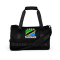 Sac de Sport Tanzanie +255 noir vue de face, design drapeau tanzanien