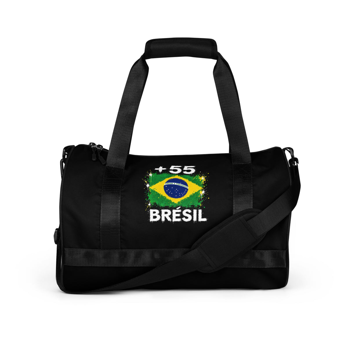 Sac de Sport Brésil +55 vue de face, design drapeau brésilien