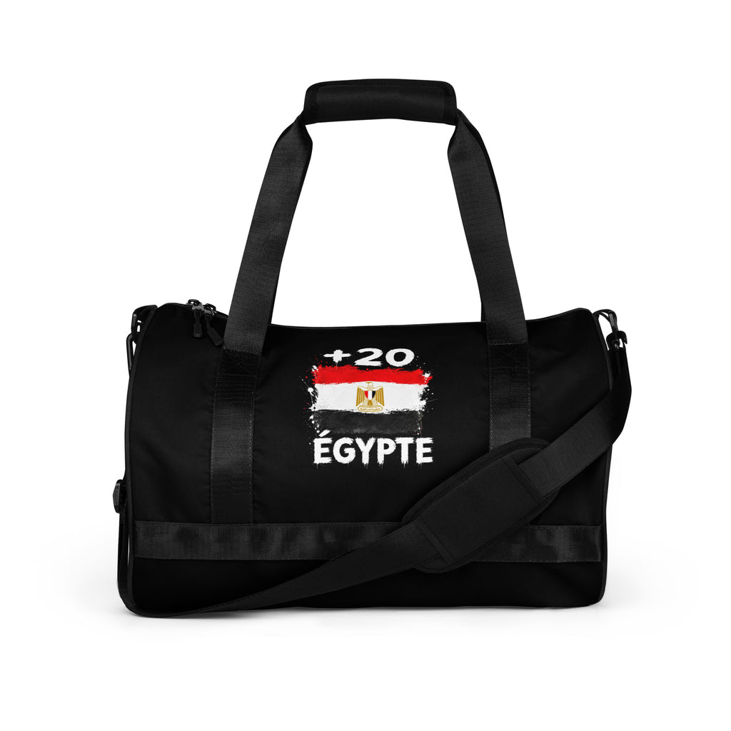 Sac de Sport Égypte +20 vue de face, design drapeau égyptien