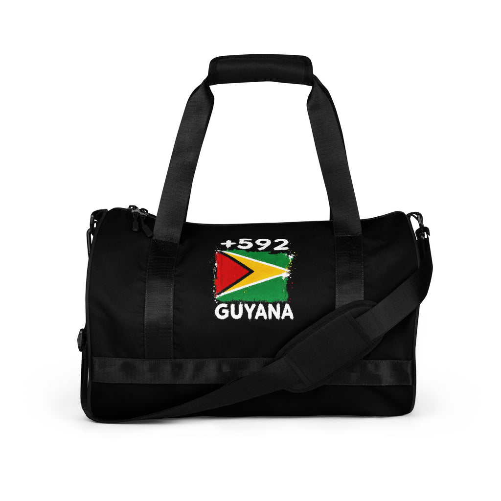 Sac de Sport Guyana +592 vue de face, design drapeau guyanien