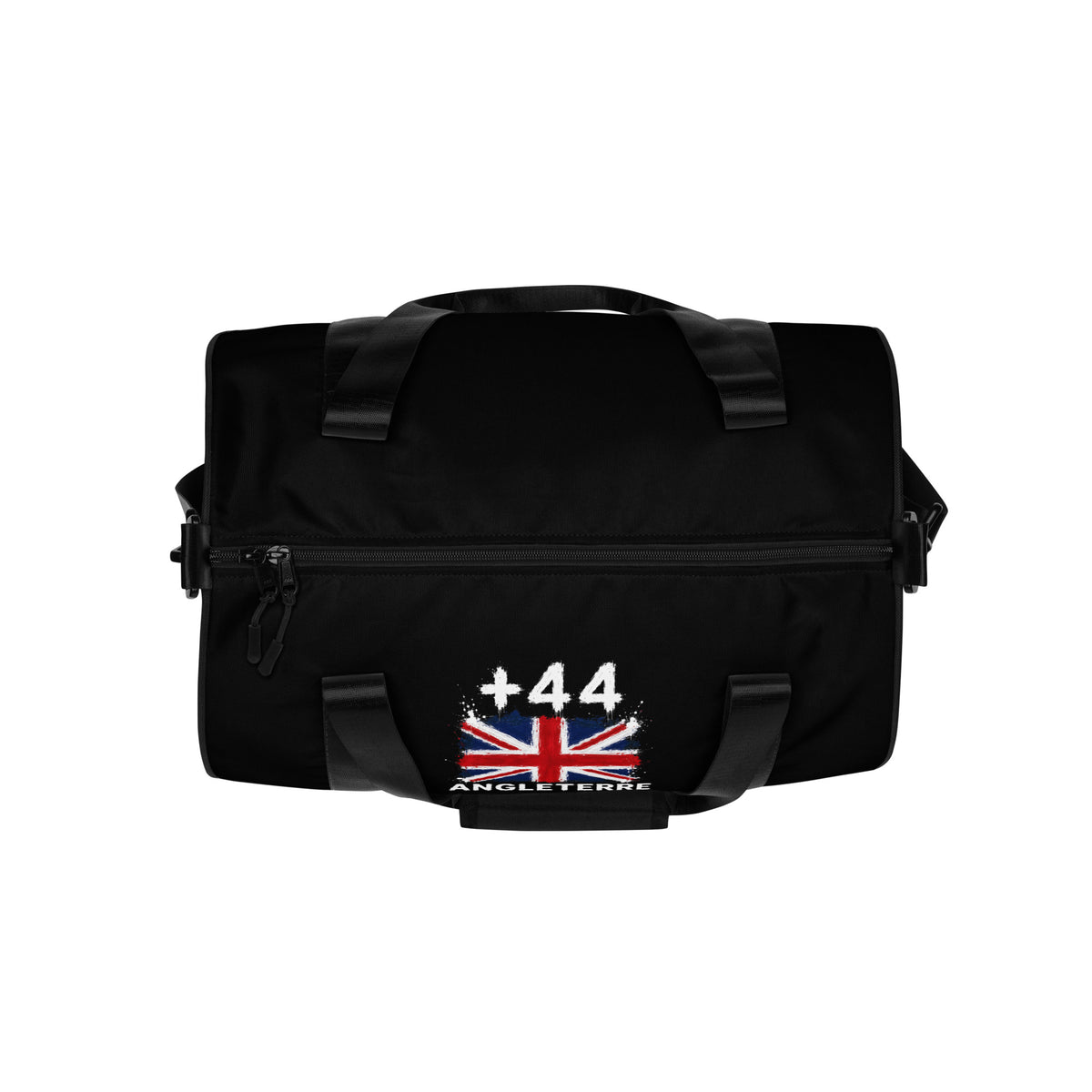 Sac de Sport Angleterre +44 avec drapeau floqué effet éclaboussure de peinture - vue détaillée - Indicatif Fier