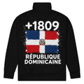 Survêtement noir République Dominicaine +1809 avec drapeau dominicain floqué effet éclaboussure de peinture - vue de dos - Indicatif Fier