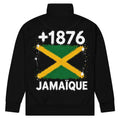 Survêtement noir Jamaïque +1876 avec drapeau jamaïcain floqué effet éclaboussure de peinture - vue de dos - Indicatif Fier
