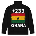 Survêtement Ghana +233 noir vue de dos, veste zippée floquée drapeau Ghana