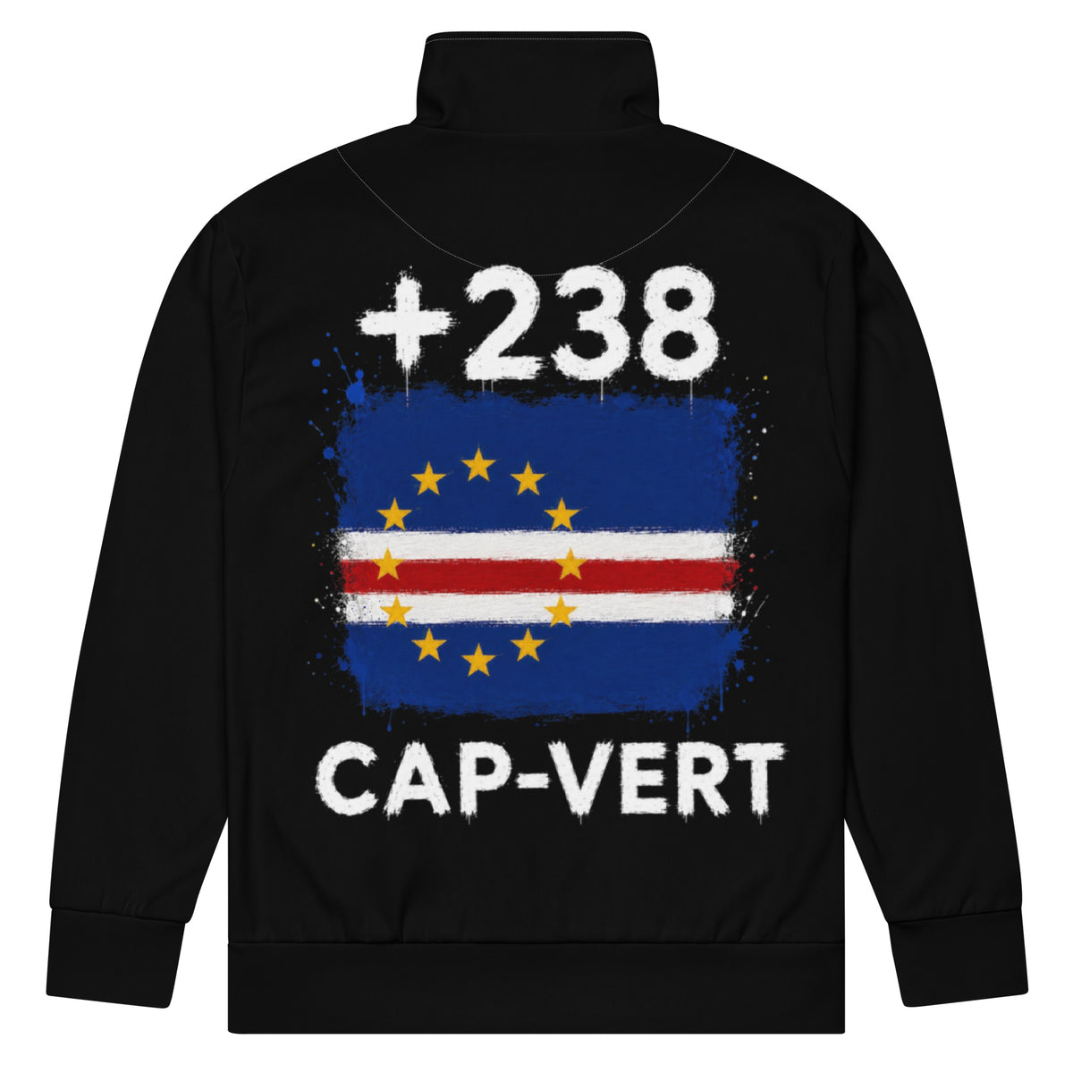 Survêtement Cap-Vert +238 noir vue de dos, gros logo dos