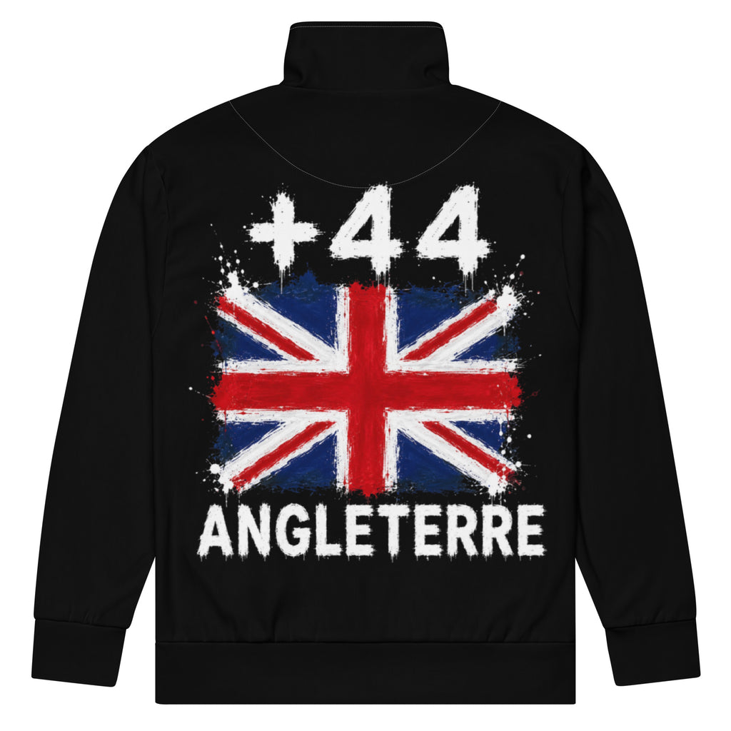 Survêtement Angleterre +44 avec drapeau floqué effet éclaboussure de peinture - vue de dos - Indicatif Fier