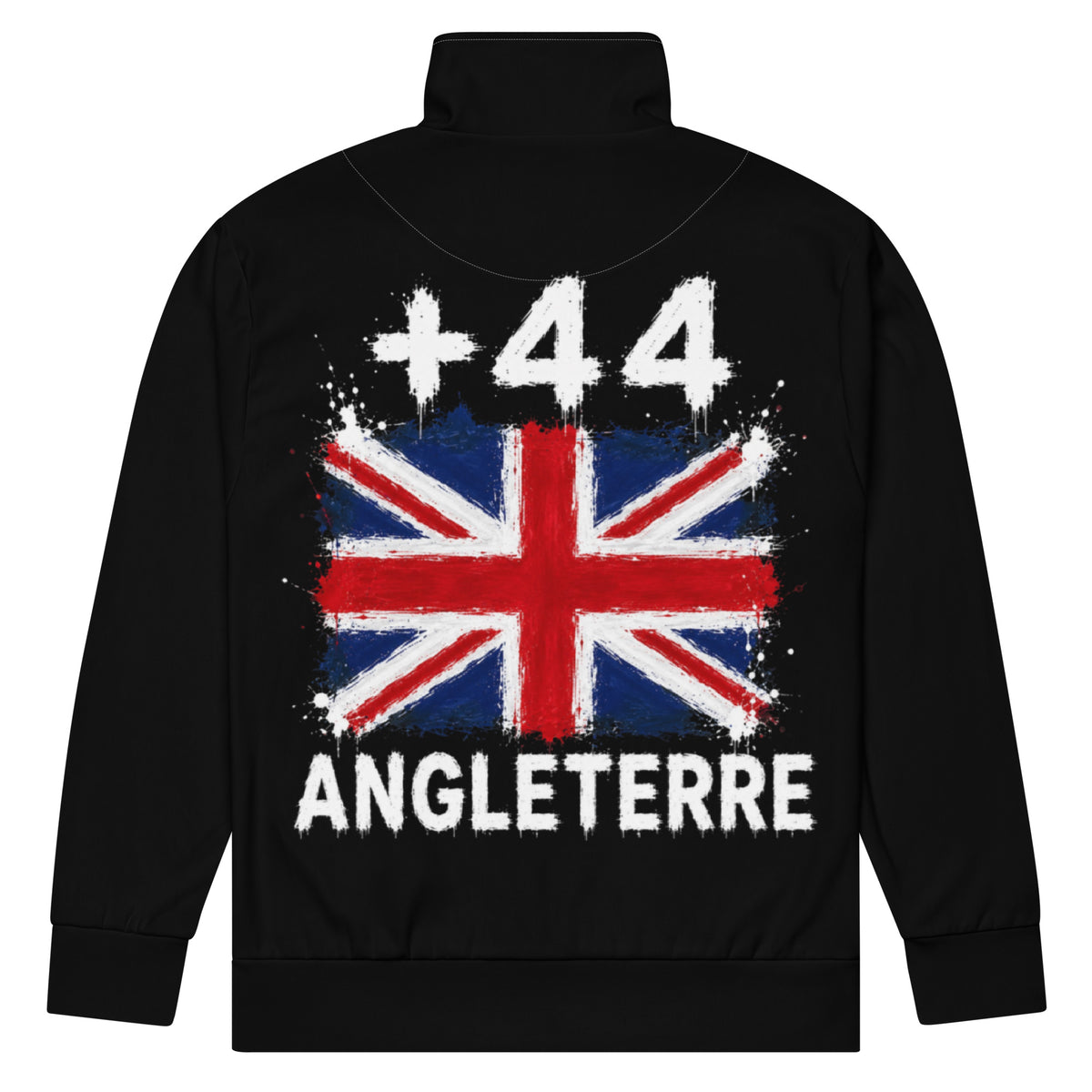 Survêtement Angleterre +44 avec drapeau floqué effet éclaboussure de peinture - vue de dos - Indicatif Fier