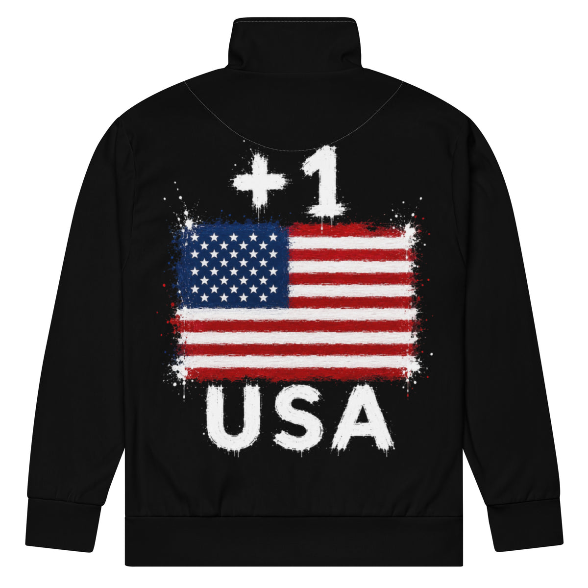 Survêtement USA +1 Noir - vue de dos avec drapeau américain