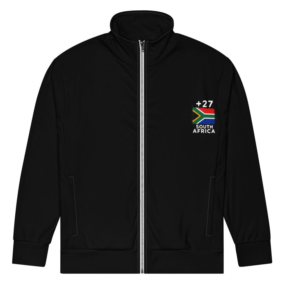 Survêtement Afrique du Sud +27 face, veste zippée noire avec logo drapeau poitrine