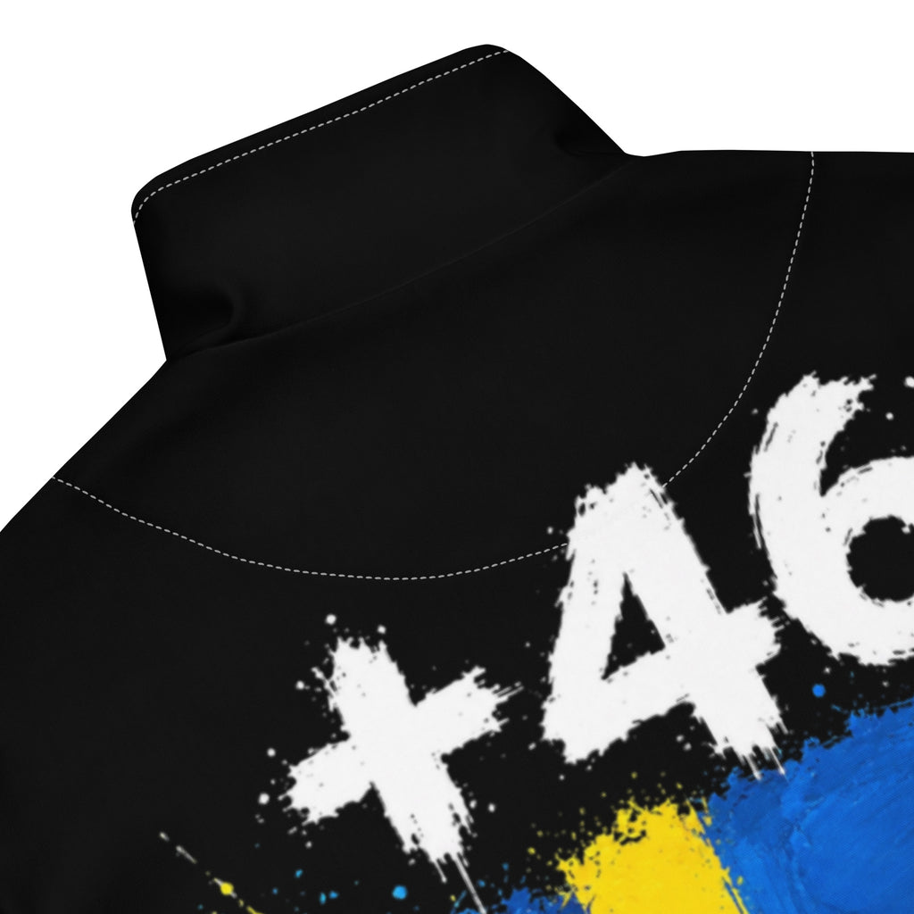 Survêtement Suède +46 - Noir avec drapeau floqué effet éclaboussure de peinture - vue détaillée - Indicatif Fier