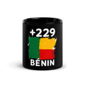 Mug céramique noir Bénin +229 avec drapeau du Bénin - Indicatif Fier
