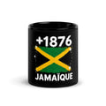 Mug Jamaïque +1876 noir vue de face, drapeau de la Jamaïque et indicatif +1876