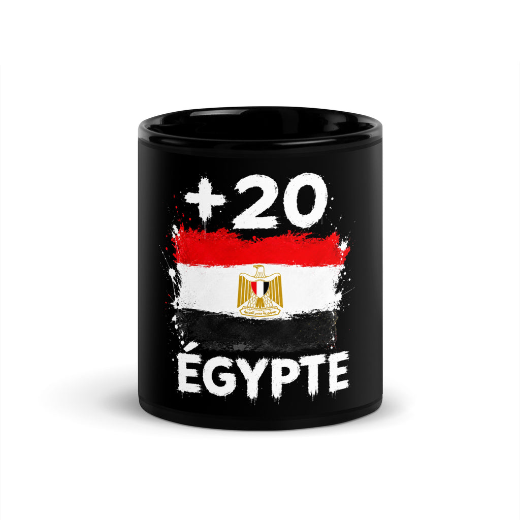 Mug Égypte +20 vue de face (11 oz), design drapeau égyptien