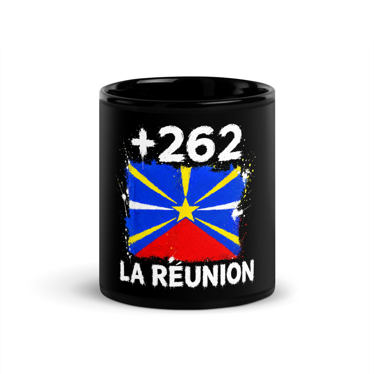 Mug La Réunion +262 vue de face (11 oz), design drapeau réunionnais