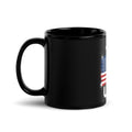 Mug USA +1 - Noir avec drapeau floqué effet éclaboussure de peinture - vue anse à gauche - Indicatif Fier