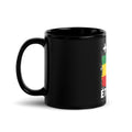 Mug Éthiopie +251 - Noir avec drapeau floqué effet éclaboussure de peinture - vue anse à gauche - Indicatif Fier (11 oz)
