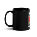 Mug Guyana +592 - Noir avec drapeau floqué effet éclaboussure de peinture - vue anse à gauche - Indicatif Fier (11 oz)