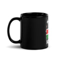 Mug Kenya +254 - Noir avec drapeau floqué effet éclaboussure de peinture - vue anse à gauche - Indicatif Fier (11 oz)