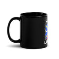 Mug La Réunion +262 - Noir avec drapeau floqué effet éclaboussure de peinture - vue anse à gauche - Indicatif Fier (11 oz)