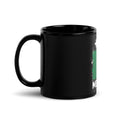 Mug Mexique +52 - Noir avec drapeau floqué effet éclaboussure de peinture - vue anse à gauche - Indicatif Fier (11 oz)