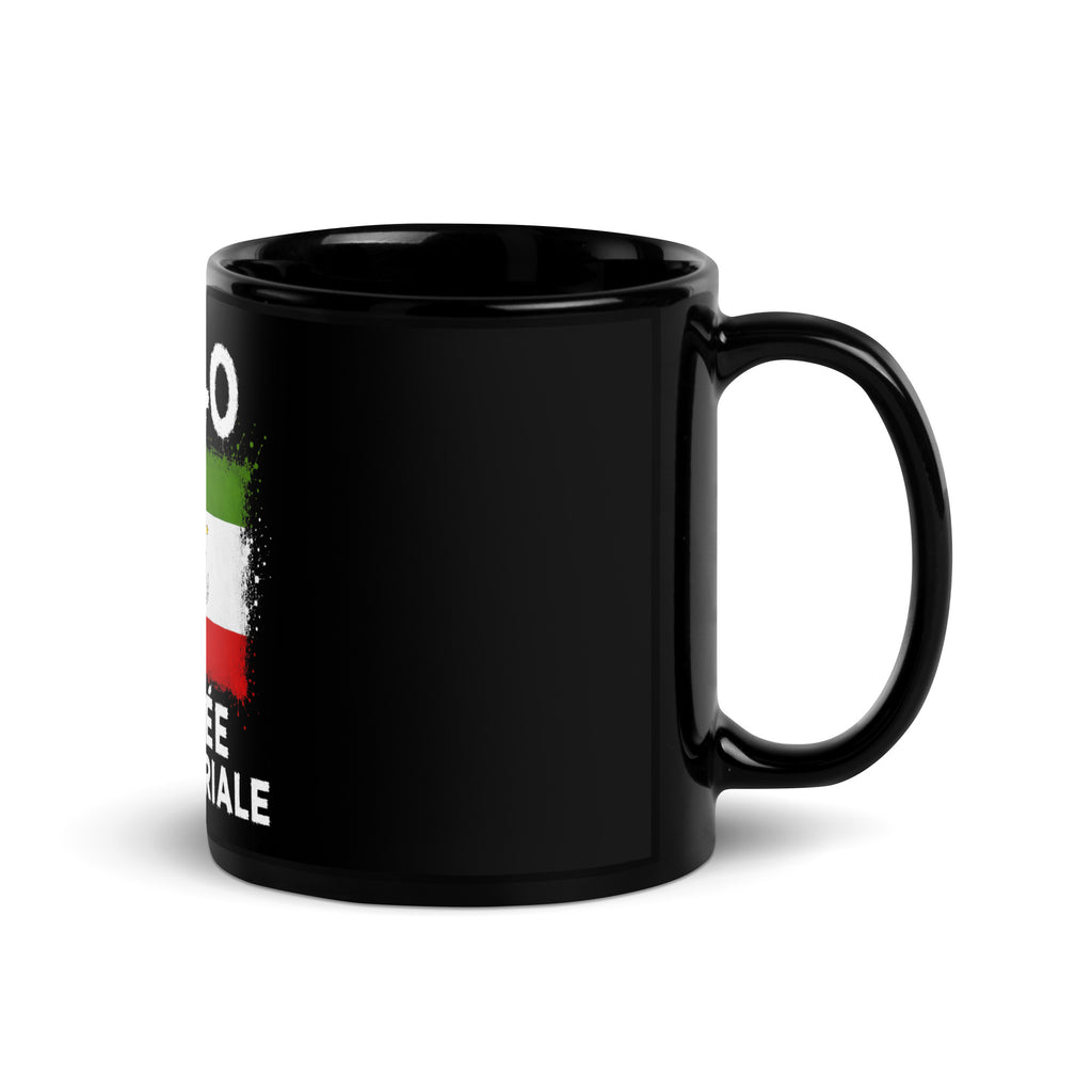 Mug Guinée Équatoriale +240 - Noir avec drapeau floqué effet éclaboussure de peinture - vue anse à droite - Indicatif Fier