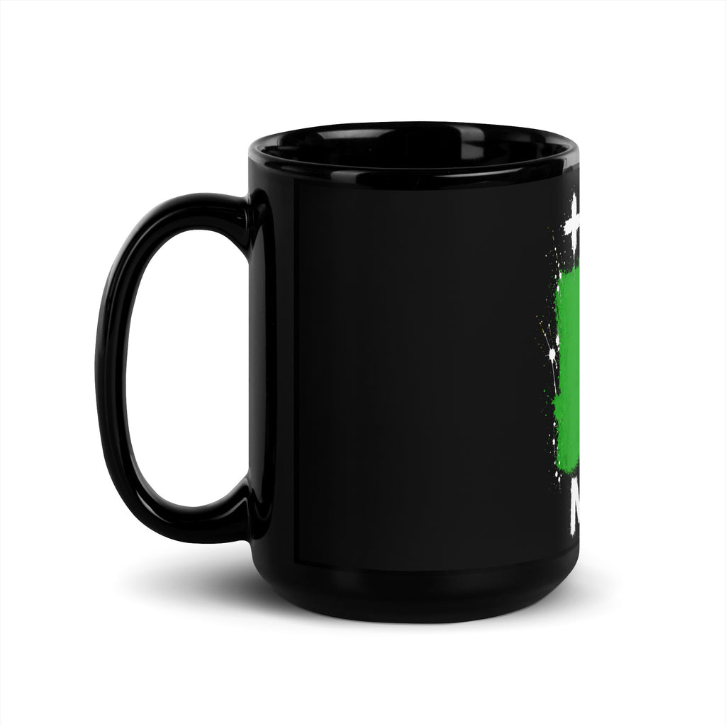 Mug Mali +223 - Noir avec drapeau floqué effet éclaboussure de peinture - vue anse à gauche - Indicatif Fier