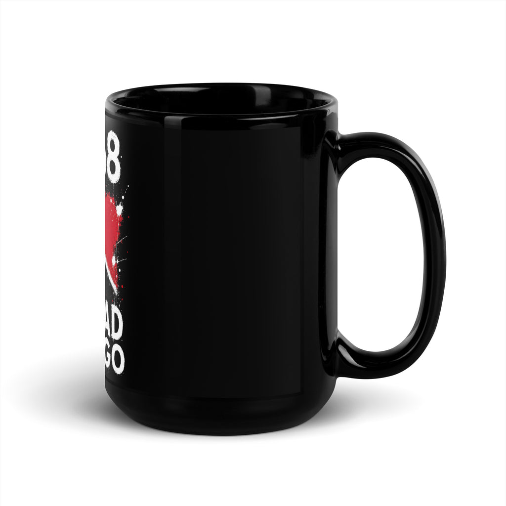 Mug Trinidad & Tobago +1868 - Noir avec drapeau floqué effet éclaboussure de peinture - vue anse à droite - Indicatif Fier