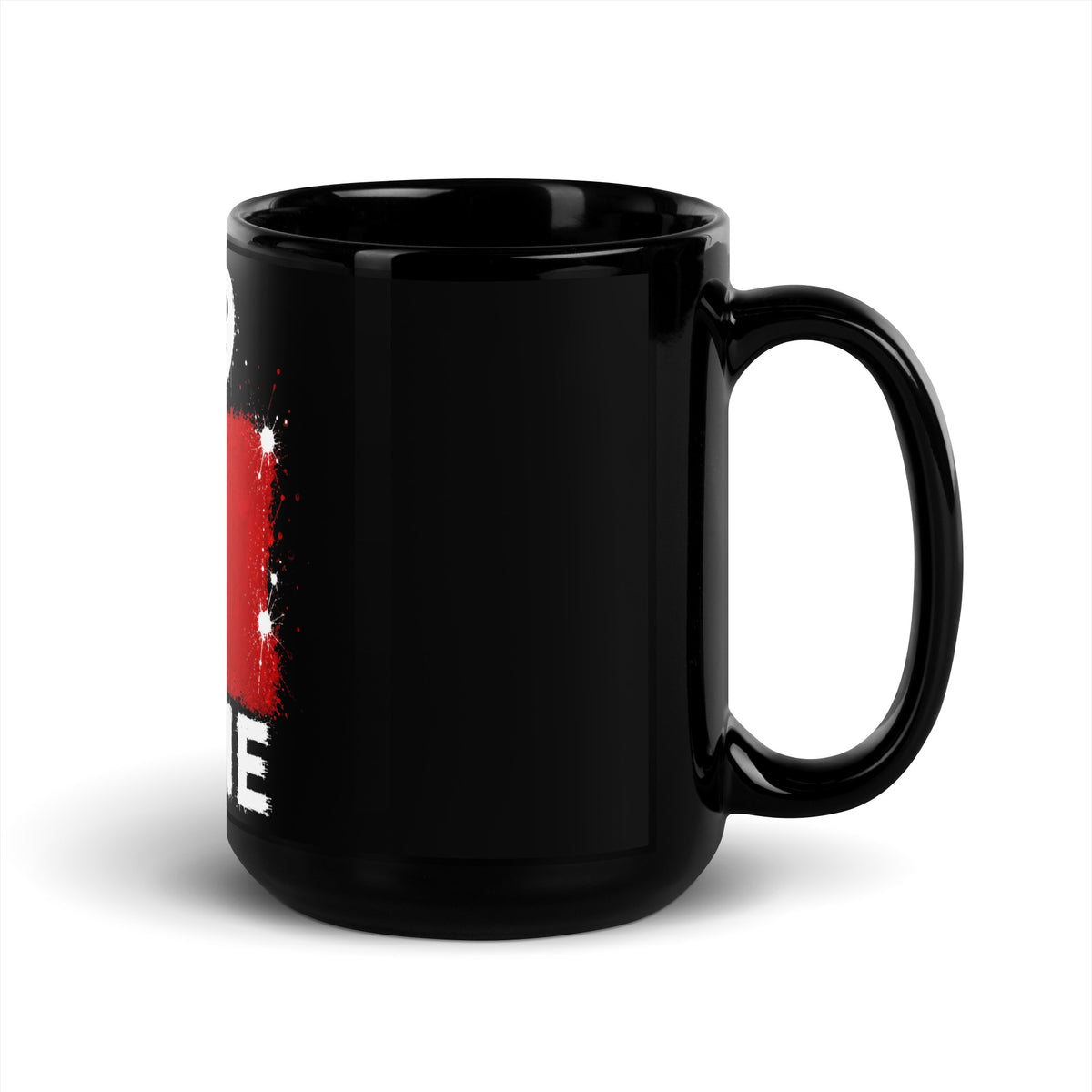 Mug Italie +39 - Noir avec drapeau floqué effet éclaboussure de peinture - vue anse à droite - Indicatif Fier