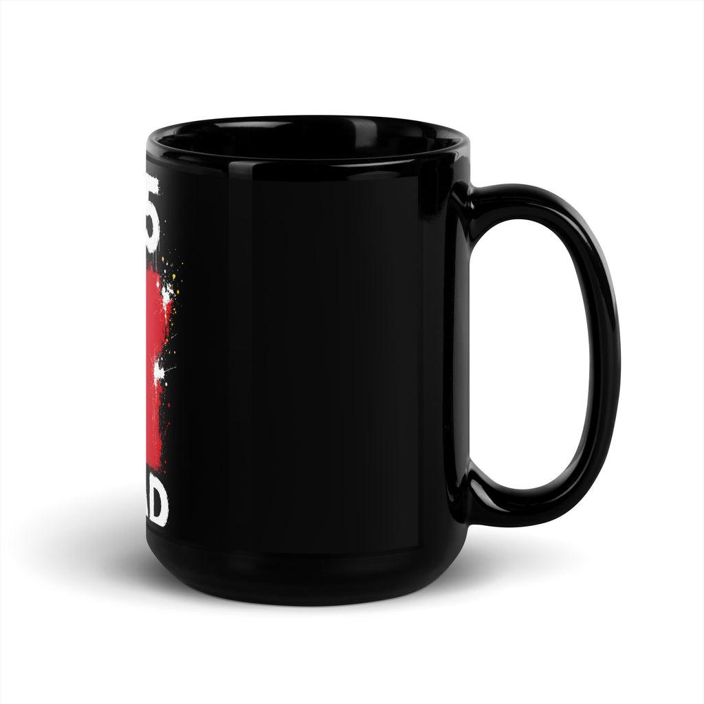 Mug Tchad +235 - Noir avec drapeau floqué effet éclaboussure de peinture - vue anse à droite - Indicatif Fier