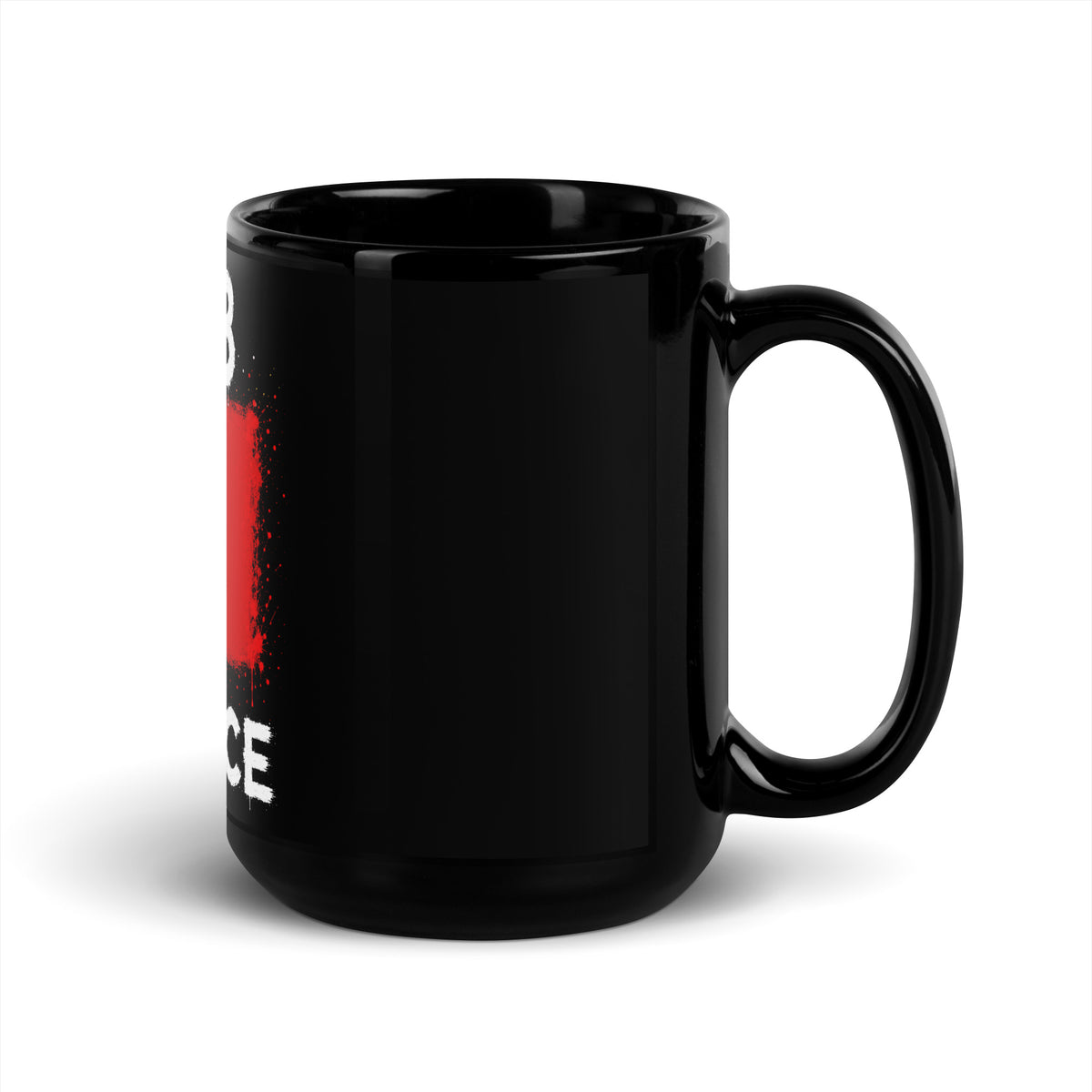 Mug France +33 - Noir avec drapeau floqué effet éclaboussure de peinture - vue anse à droite - Indicatif Fier