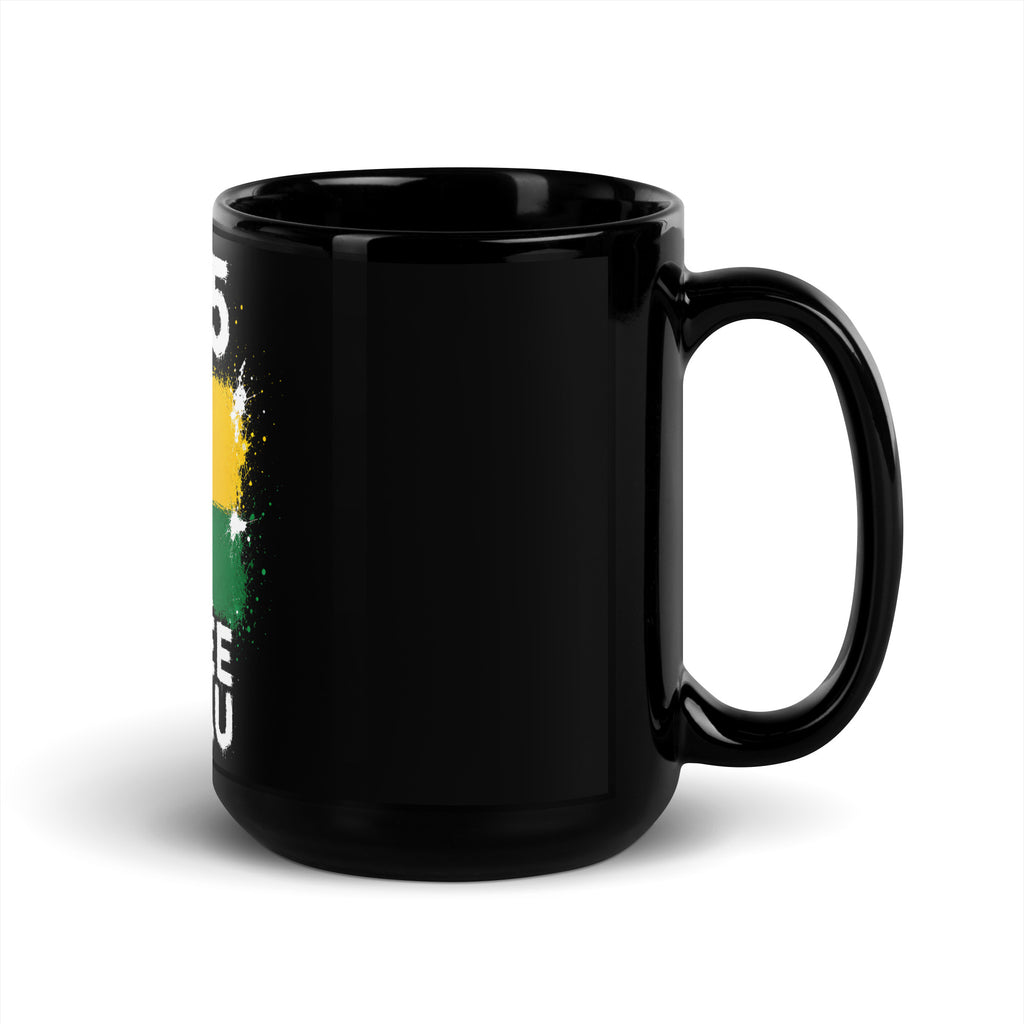 Mug Guinée-Bissau +245 - Noir avec drapeau floqué effet éclaboussure de peinture - vue anse à droite - Indicatif Fier