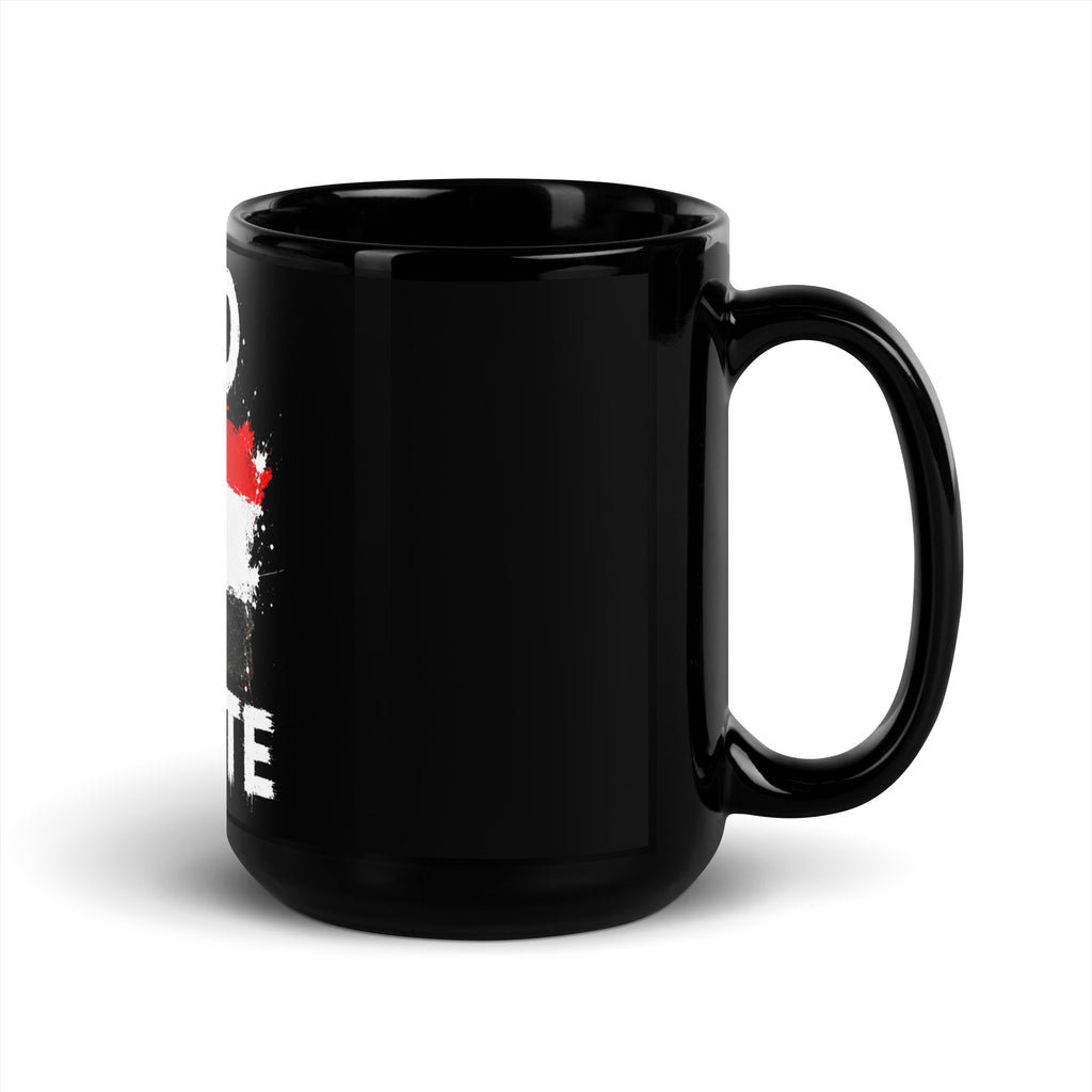 Mug Égypte +20 - Noir avec drapeau floqué effet éclaboussure de peinture - vue anse à droite - Indicatif Fier (15 oz)