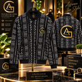 Blouson bomber — Bogolan noir & blanc - vue de face - African Generation