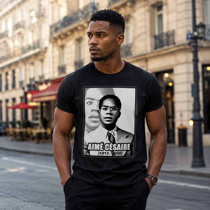 T-shirt « Césaire » — Noir - vue de face - African Generation
