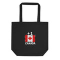Tote bag noir Canada +1 avec drapeau canadien floqué effet éclaboussure de peinture - Indicatif Fier